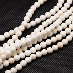 Brins de perles rondes en magnésite naturelle, floral blanc, 8mm, Trou: 1mm, Environ 48 pcs/chapelet, 15.74 pouce