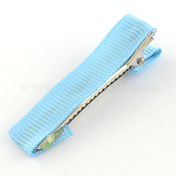 Haar-Accessoires Eisen Alligatorhaarclips, mit Ripsband, Licht Himmel blau, 49~49.5x10~11 mm