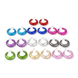 Boucles d'oreilles en acrylique, boucles d'oreilles demi-créoles avec 316 épingle en acier inoxydable chirurgical, couleur mixte, 24.5x6mm