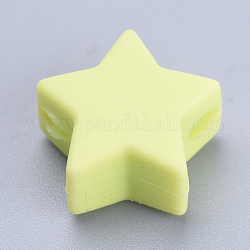 Perle di silicone ecologiche per uso alimentare, masticare perline per i denti, fare collane fai-da-te fai-da-te, stella, giallo verde, 14x13.5x8mm, Foro: 2 mm