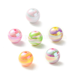 Placage uv perles acryliques irisées arc-en-ciel, ronde, couleur mixte, 16mm, Trou: 3mm