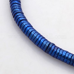 Electroplate non magnetici ematite sintetico fili di perline, ondulato, rotondo e piatto, blu placcato, 4x1mm, Foro: 1 mm, circa 358pcs/filo, 15.7 pollice