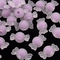 Transparent Acrylic Beads, Frosted, Bead in Bead, Candy, Plum, 11.5x21.5x11.5mm, Hole: 2.5mm, about 393pcs/500g