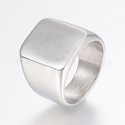男性用ステンレススチールシグネットバンドリング304個  広帯域指輪  長方形  ステンレス鋼色  サイズ10  20mm