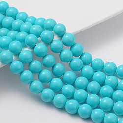 Shell Pearl Beads Strands, Grade A, Polished, Round, Turquoise, 10mm, Hole: 0.8~1.0mm, about 38pcs/strand