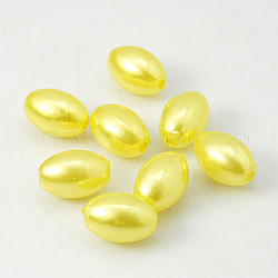 ABS Plastic Imitation Pearl Beads, Rice, Yellow, 11x7.5mm, Hole: 1mm, about 1406pcs/pound
