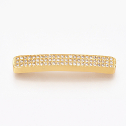 Messing Mikro ebnen Zirkonia Perlen, Würfel, Transparent, golden, 36x5x4~5 mm, Bohrung: 1 mm
