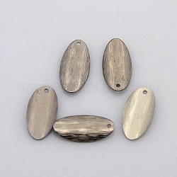 Brass Blank Tag Flat Oval Slice Pendants, Gunmetal, 18x9x2mm, Hole: 1mm