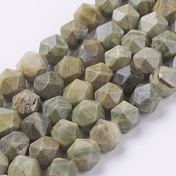 Chapelets de perles de feuille d'argent en jaspe naturel, facette, ronde, 8x7mm, Trou: 1mm, Environ 49 pcs/chapelet, 15.3 pouce (39 cm)