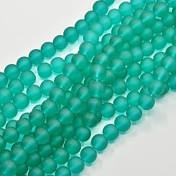 Transparente Glasperlen stränge, matt, Runde, hell meergrün, 4 mm, Bohrung: 1.1~1.6 mm, ca. 200 Stk. / Strang, 31.4 Zoll