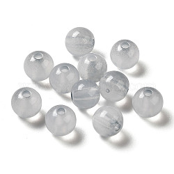 Perles en acrylique transparente, deux tons, ronde, gris clair, 7.5x7mm, Trou: 1.8mm, environ: 1900~2000 pcs / 500 g