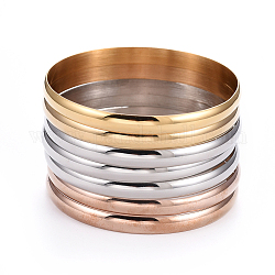 Insiemi buddisti del braccialetto dell'acciaio inossidabile tricolore 304 di modo, multi-colore, 2-1/8 pollice (5.5 cm), 7 pc / set