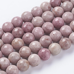 Natur Rhodonit Perlen Stränge, gefärbt, facettiert, Runde, rosa, 10 mm, Bohrung: 1 mm, ca. 38 Stk. / Strang, 15.75 Zoll