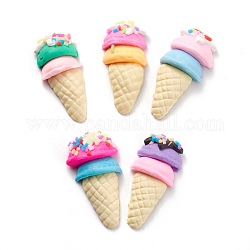 Cabujones de arcilla polimérica hechos a mano, imitación, forma de helado, color mezclado, 32~35x15~18x7~9mm