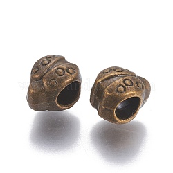 Perline in lega europeo, perline con foro grande, coccinella, bronzo antico, 10x7.5x8mm, Foro: 5 mm