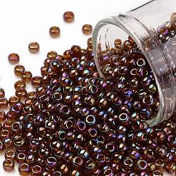 Toho perles de rocaille rondes, Perles de rocaille japonais, (177) topaze fumée transparente ab, 8/0, 3mm, Trou: 1mm, environ 10000 pcs / livre