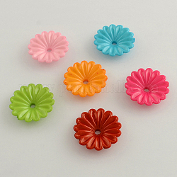 Opaque Acrylic Flower Bead Caps, More Petal, Mixed Color, 31x7mm, Hole: 4mm, about 295pcs/500g