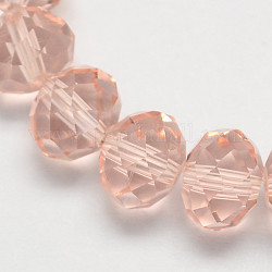 Handmade Glass Beads, Faceted Rondelle, Light Salmon, 8x6mm, Hole: 1mm, about 68~70pcs/strand
