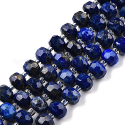 Chapelets de perles en lapis-lazuli naturel, avec des perles de rocaille, facette, rondelle, 8x6mm, Trou: 1mm, Environ 20~22 pcs/chapelet, 7.09 pouce (18 cm)