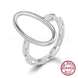 925 anillo de plata de primera ley con baño de rodio, hueco oval, Platino, diámetro interior: 16 mm