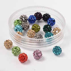Perles de disco ball avec grade A strass, pour création de des bijoux unisexes, ronde, couleur mixte, pp7 (1.35~1.4mm), 6mm, Trou: 0.8mm