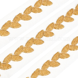 FINGERINSPIRE 2 Yards/1.8m Leaf Beaded Trim Gold Beads Beaded Mesh Trim 84mm Elegant Leaf Pattern Bead Trim Banding, Garment Applique Lace Trim Wedding Bridal Dress Sewing Trim