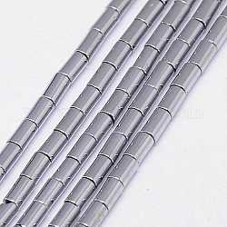 Electroplate non magnetici ematite sintetico fili di perline, colonna, grado a, platino placcato, 4x2mm, Foro: 0.8~0.9 mm, circa 100pcs/filo, 16 pollice
