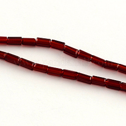 Transparent Glass Bead Strands, Faceted, Cuboid, Dark Red, 4~5x2x2mm, Hole: 1mm, about 100pcs/strand, 19.72inch