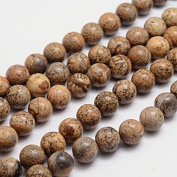 Imagen natural redondas hebras de abalorios de jaspe, 6mm, agujero: 1 mm, aproximamente 65 pcs / cadena, 15.74 pulgada