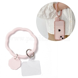 Handy-Umhängeband mit Silikonschlaufe, Handschlaufe mit Schlüsselanhängerhalter aus Kunststoff und Legierung, rosa, 19.5 cm