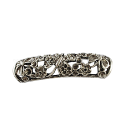Alloy Curved Tube Beads, Hollow,  Lead Free, Antique Silver, 56x14x8mm, Hole: 8mm