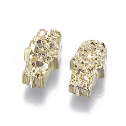 Perles de résine imitation druzy gemstone, hamsa main / main de fatima / main de miriam, or, 12.5x7x3~4mm, Trou: 1.2mm