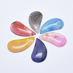 Natural Agate Pendants, Dyed, teardrop, Mixed Color, 46~50x24~26x5~7mm, Hole: 1.5~2mm