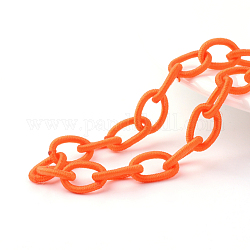 Lazo de nylon hecho a mano de cadenas de cable, oval, naranja oscuro, 12~14x7~10x2mm, aproximamente 95 cm / strand, 37.4 pulgada