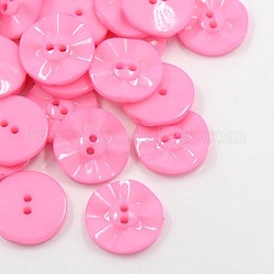 Annähende Acryl knöpfe, Plastikknöpfe für Kostüm-Design, 2-Loch, gefärbt, Flachrund, rosa, 20x3 mm, Bohrung: 1 mm