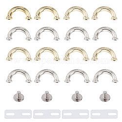 Chgcraft 16 set 4 fermagli per anelli a forma di u in lega di stile, con viti di ferro, per accessori per la sostituzione della borsa, platino e oro chiaro, 1.45~1.65x2.65~3.1x0.7~0.8cm, Foro: 2~2.5 mm, 4 set/stile