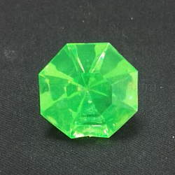 Cabochon in acrilico con strass sul retro, sfaccettato, diamante, verde, 30.1x20mm