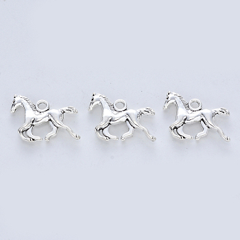 Tibetischer stil Aluminium Anhänger & Charms, cadmiumfrei und bleifrei, Pferd, Antik Silber Farbe, 15x18x3 mm, Bohrung: 1.8 mm