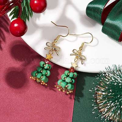 Болтающие серьги из стекла EJEW-TA00440-01-1