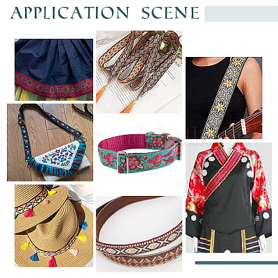 PH PandaHall Jacquard Lint 10 Yards - Boho Kant Trim Vintage Bloemen Geborduurd (Bruin)