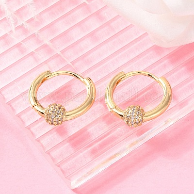 Круглые латунные серьги-кольца EJEW-S249-08G-1