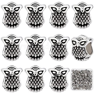 Wholesale SUNNYCLUE 1 Box 100Pcs Tibetan Style Alloy Owl Charms Bulk Tibetan Style Sliver Owl Pendants Vintage Night Bird Beads for Halloween Jewellry Making Charms Earring Necklace Bracelet Holiday D...