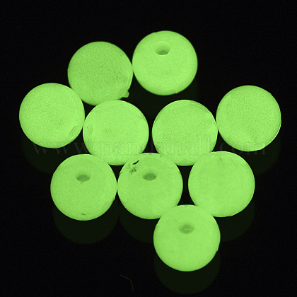蓄光アクリルビーズ  暗闇で光る  ラウンド  芝生の緑  6mm  穴：1.6mm  約4600個/500g MACR-N008-25E-6MM-1