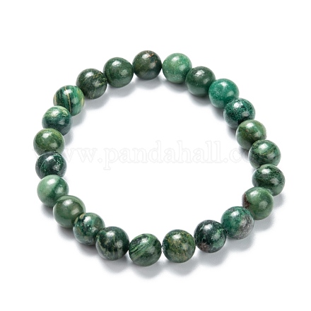 Bracelets de perles extensibles en jade africain naturel G-A185-01Q-1
