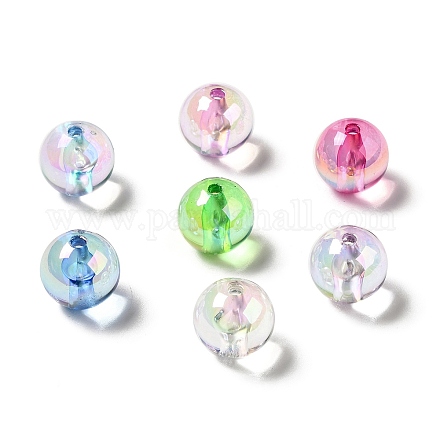 UV Plating Rainbow Iridescent Acrylic Beads TACR-D010-01-1
