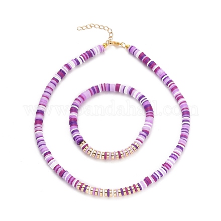 Handmade Polymer Clay Heishi Beads Jewelry Sets SJEW-JS01136-02-1