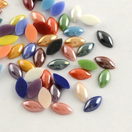 Pearlized Plated Opaque Glass Cabochons X-PORC-S779-5x10-M-1