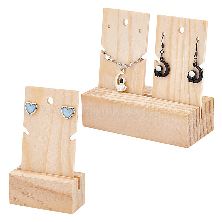 PandaHall Elite 2 Sets 2 Style Rectangle Wooden Earring Card Display Stands EDIS-PH0001-41-1