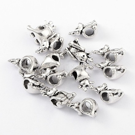 Alliage de style tibétain renne de noël / cerf perles européennes TIBEB-8009-AS-NR-1