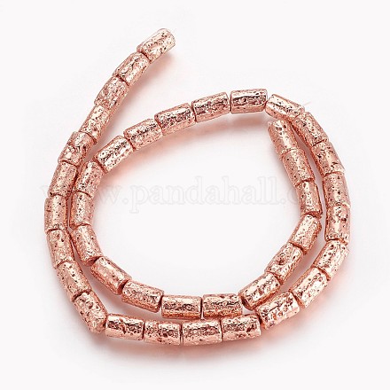 Electroplated Natural Lava Rock Beads Strands G-P400-03RG-1